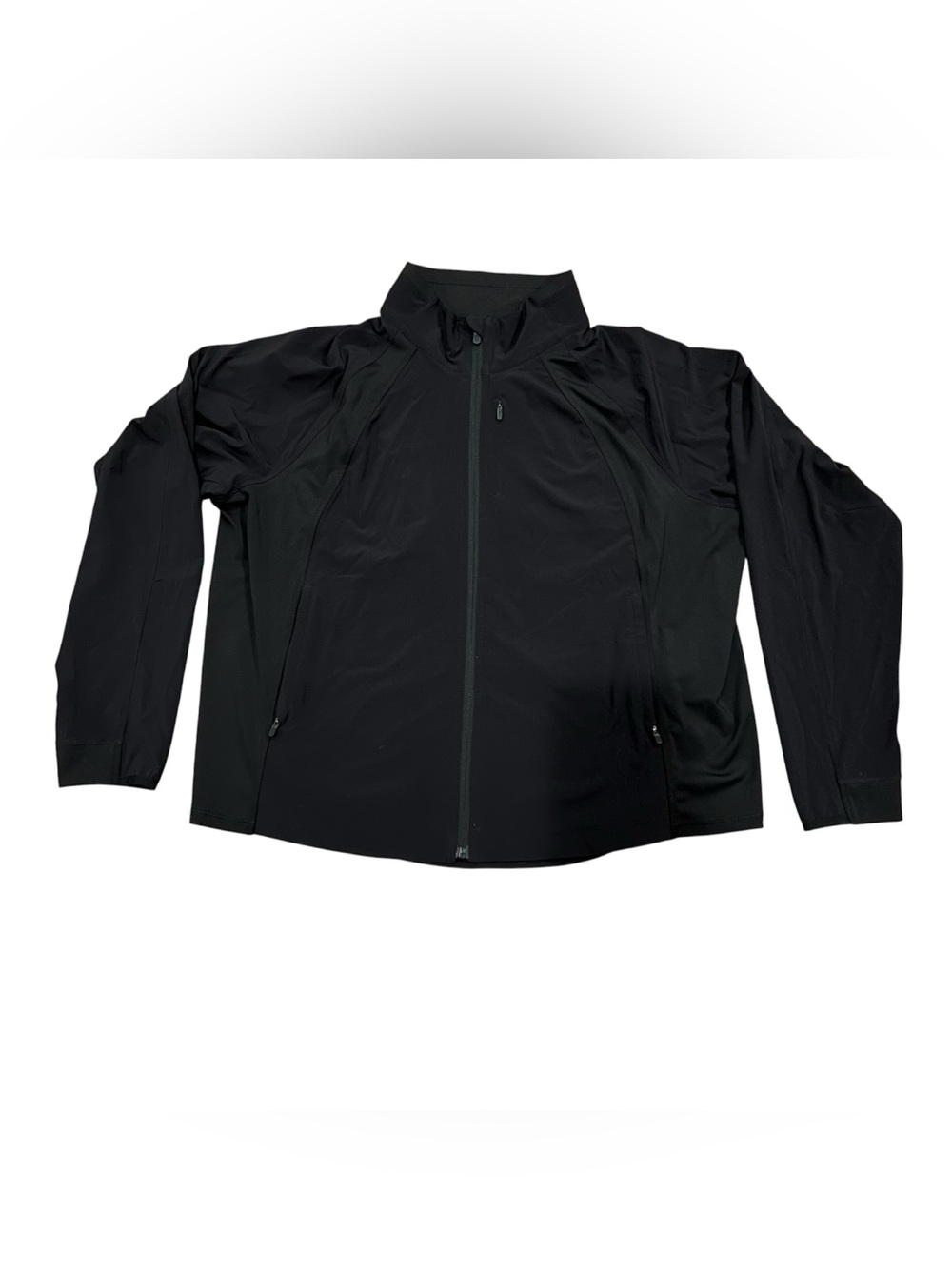 Athleta Black Full Zip Performance Jacket 1X Running Lightweight Back Pocket